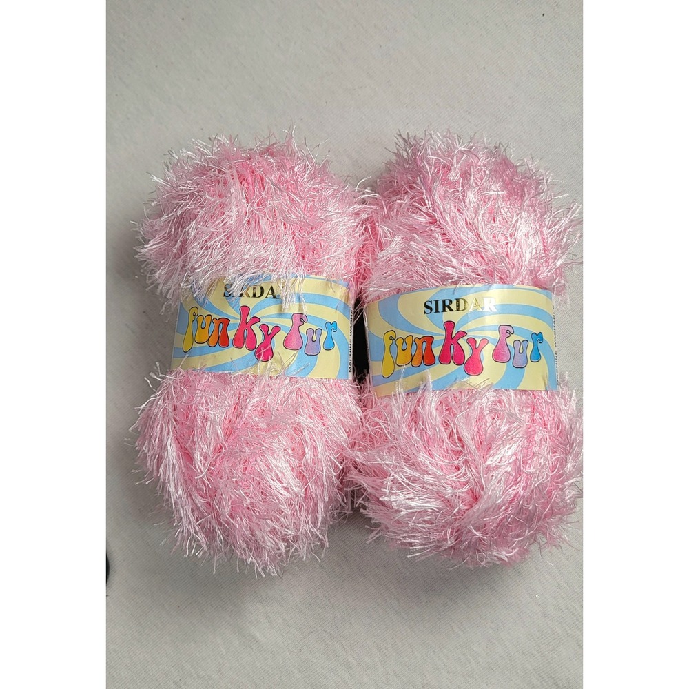 Lot of 2 Sirdar Funky Fur Yarn Pink Shade 0533 Dye 0072 Eyelash Novelty 50g Each